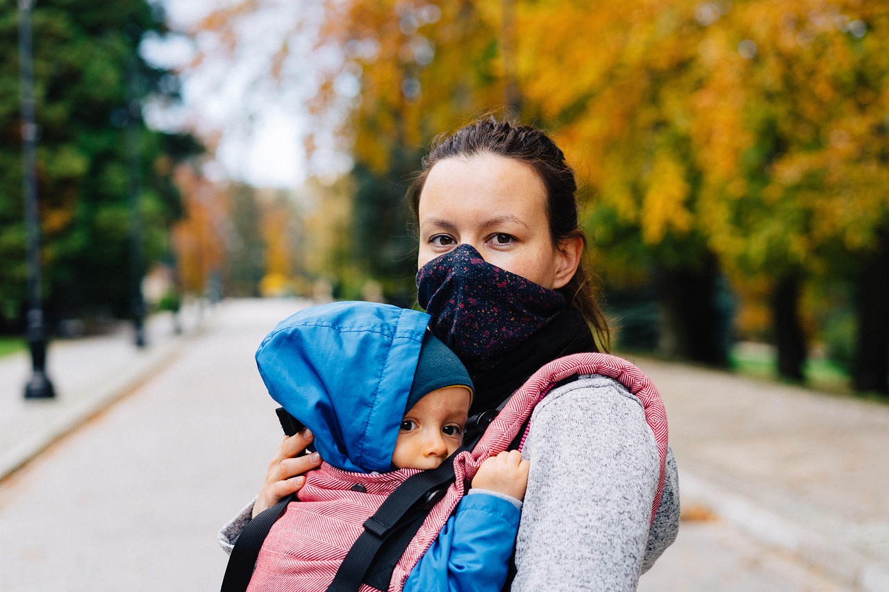 Woman, child, face mask — Having A Breast Lift Surgery: Victoriakliniken (Victoria Clinic)